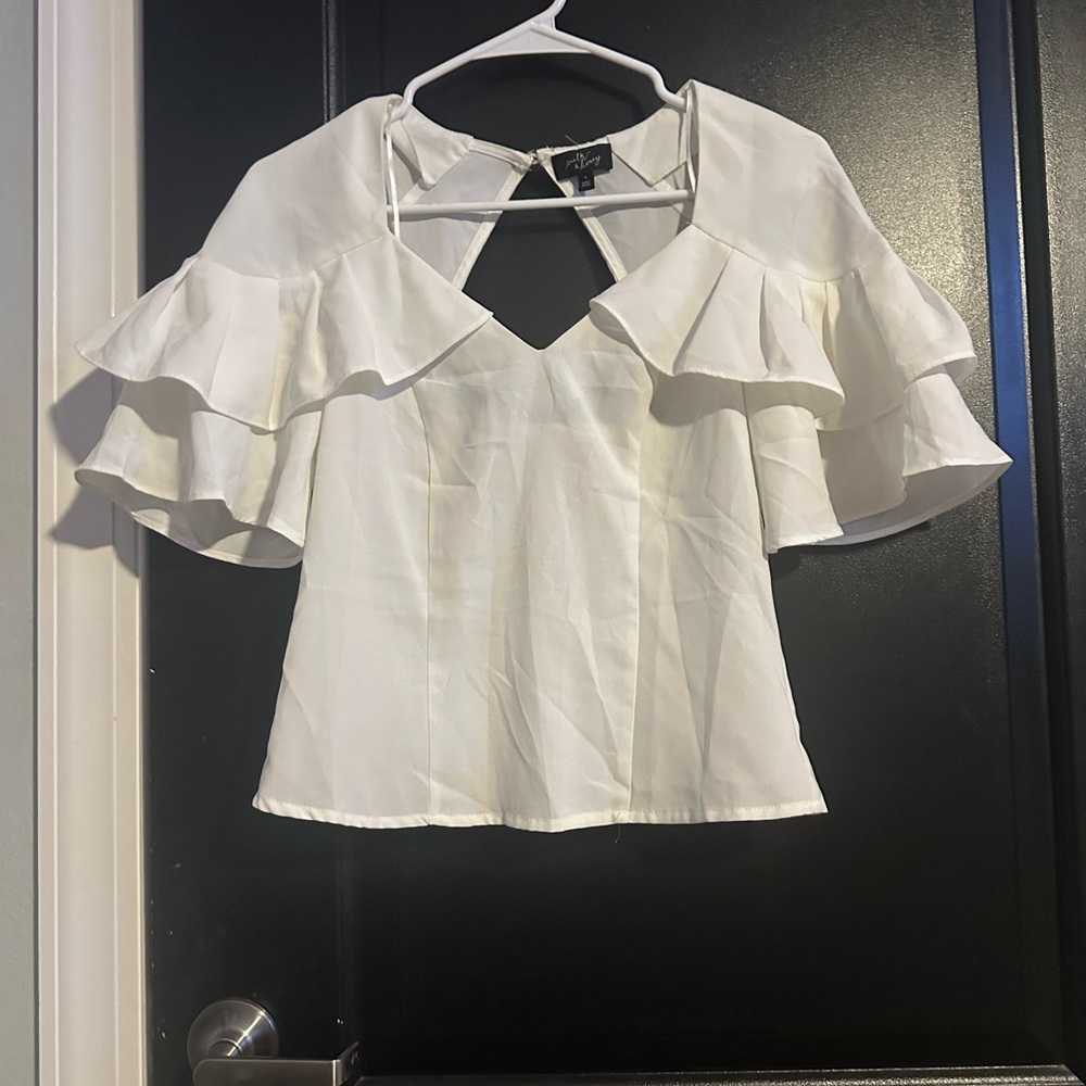 White Ruffled Top